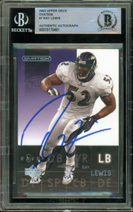 2002 Upper Deck Ovation #7 Ray Lewis Baltimore Ravens BAS Autograph