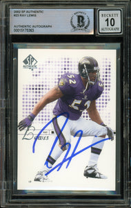 2002 SP Authentic #23 Ray Lewis Baltimore Ravens BAS Autograph 10