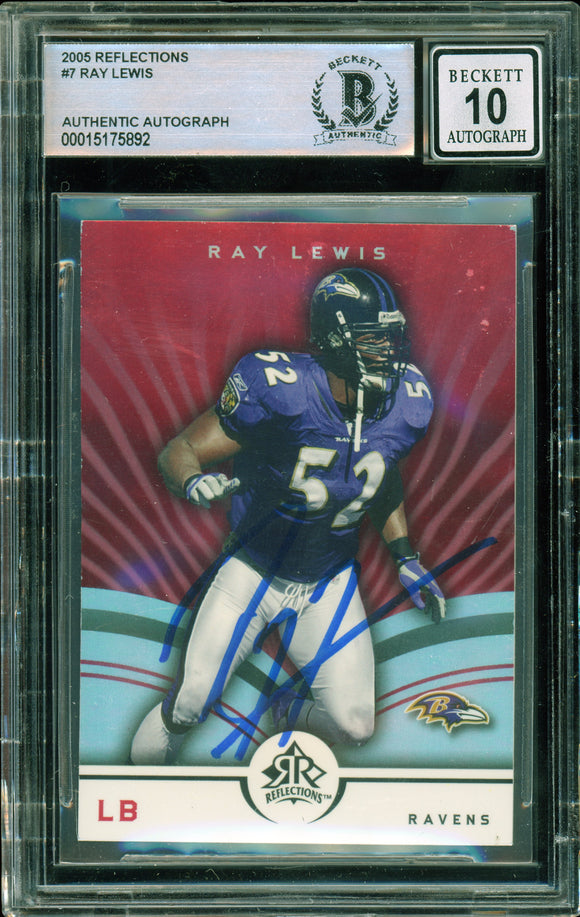 2005 Reflections #7 Ray Lewis Baltimore Ravens BAS Autograph 10