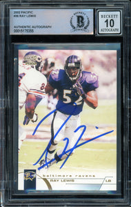 2002 Pacific #36 Ray Lewis Baltimore Ravens BAS Autograph 10