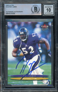 2003 Fleer Ultra #143 Ray Lewis Baltimore Ravens BAS Autograph 10