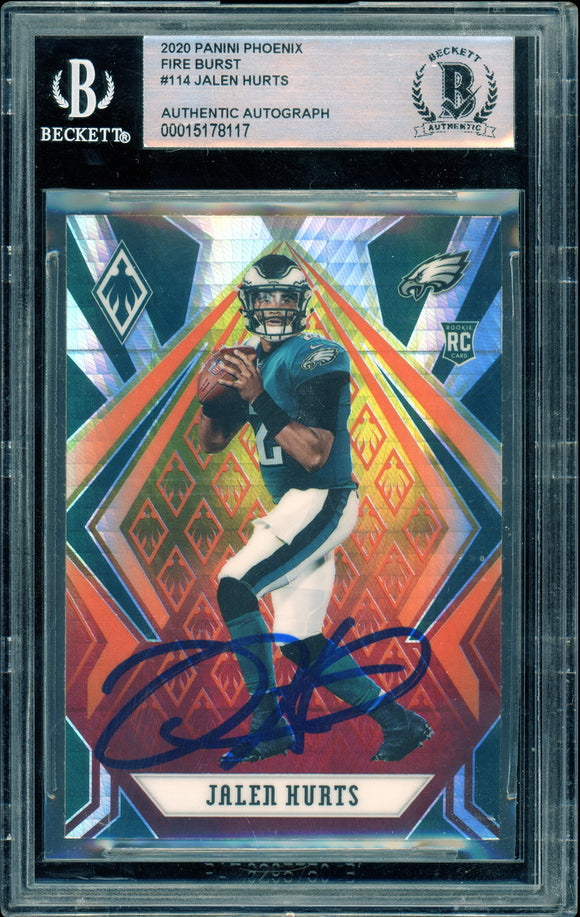 2020 Panini Phoenix Fire Burst #114 Jalen Hurts RC Eagles BAS Auto