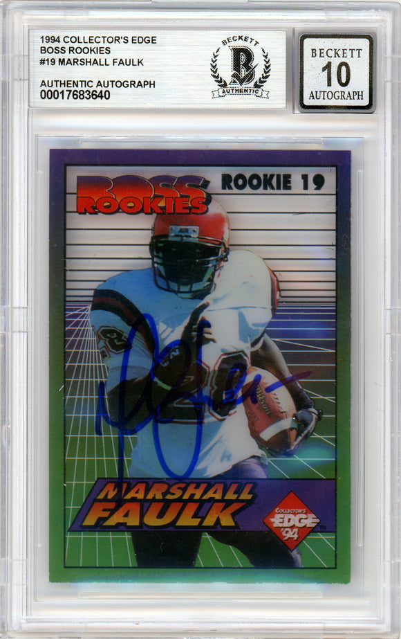 1994 Collector's Edge Boss Rookies #19 Marshall Faulk RC Colts BGS Auto 10