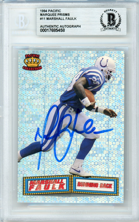 1994 Pacific Marquee Prisms #11 Marshall Faulk RC Colts BGS Autograph