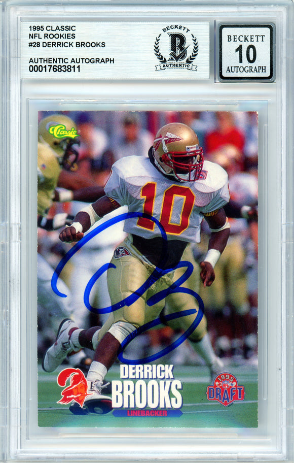 1995 Classic NFL Rookies #28 Derrick Brooks Buccaneers BGS Autograph 10