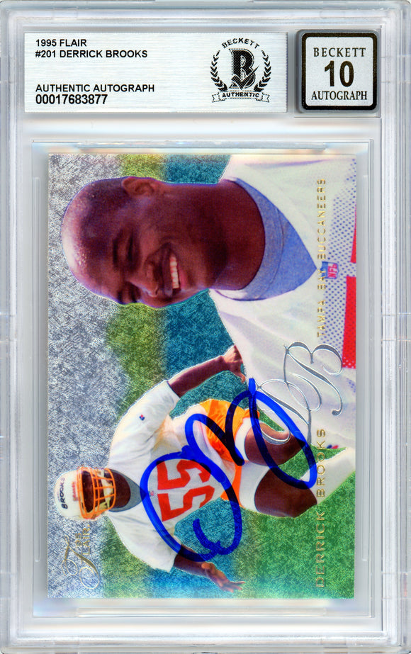 1995 Flair #201 Derrick Brooks RC Buccaneers BGS Autograph 10