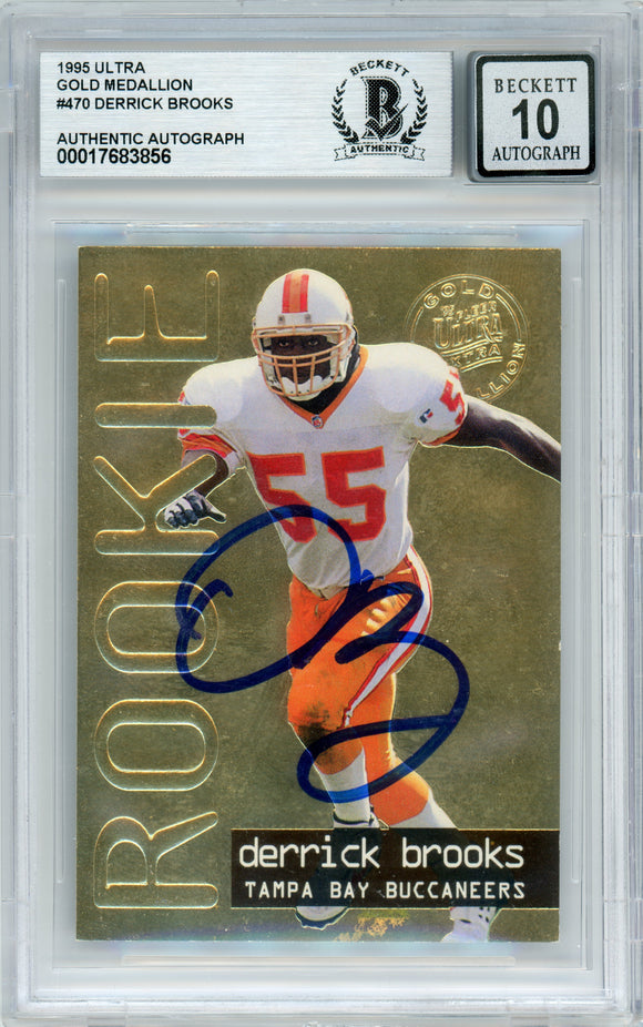 1995 Ultra Gold Medallion #470 Derrick Brooks Buccaneers BGS Autograph 10