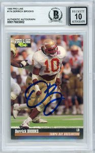 1995 Pro Line #174 Derrick Brooks RC Buccaneers BGS Autograph 10