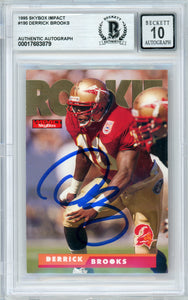 1995 Skybox Impact #190 Derrick Brooks RC Bucs BGS Autograph 10