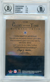 2004 Fleer Greats Glory of Their Time Gold #GT-MI Michael Irvin Cowboys Game Used Relic BGS 8 Auto 10