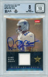 2004 Fleer Greats Glory of Their Time Gold #GT-MI Michael Irvin Cowboys Game Used Relic BGS 8 Auto 10