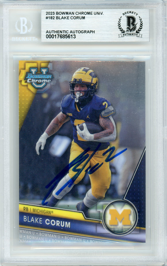 2023 Bowman Chrome U #182 Blake Corum Michigan BGS Autograph