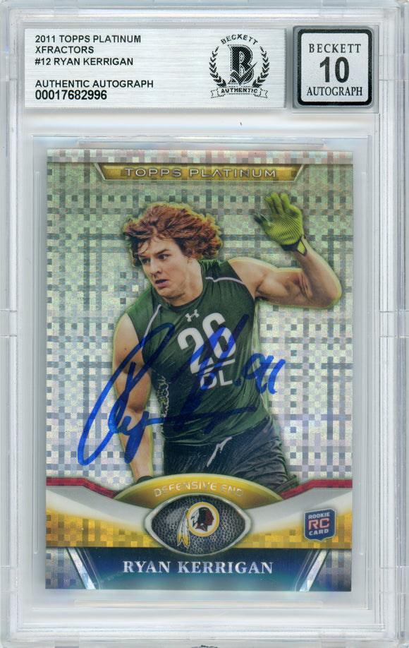 2011 Topps Platinum X-Fractor #12 Ryan Kerrigan RC Washington BGS Autograph 10