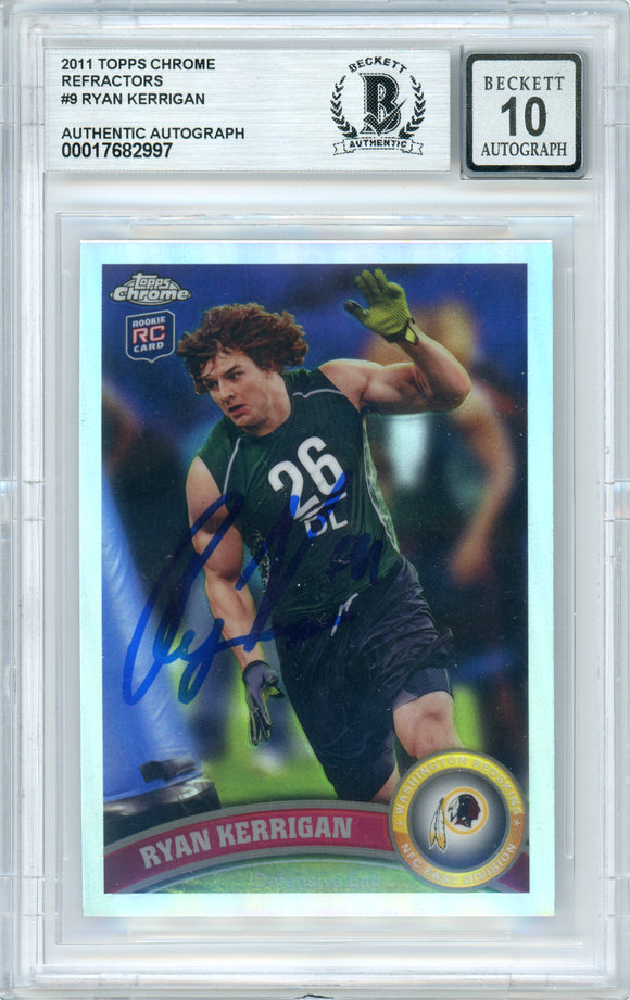 2011 Topps Chrome Refractor #9 Ryan Kerrigan RC Washington BGS Autograph 10