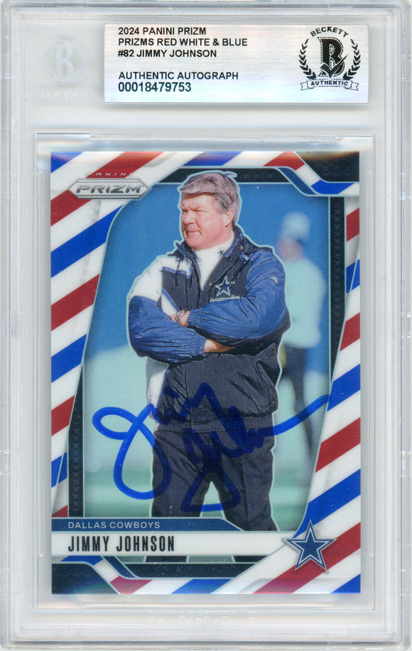 2024 Panini Prizm - Red, White & Blue #82 Jimmy Johnson Cowboys