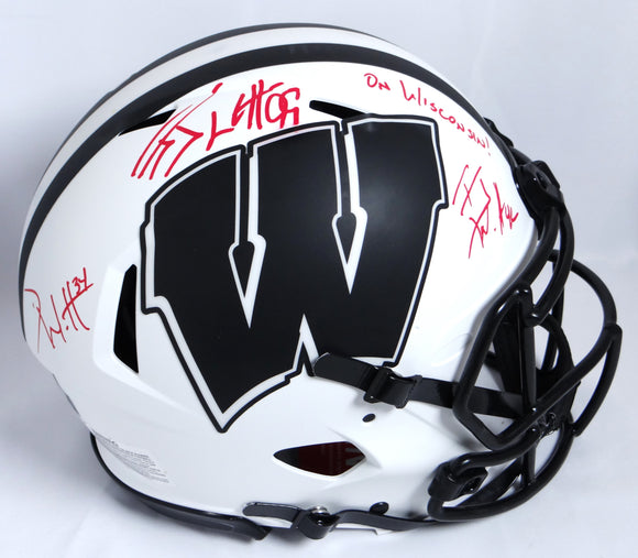 authentic wisconsin badgers football helmet Derek, TJ, JJ Watt Autographed Wisconsin Lunar Speed Authentic Helmet – The Jersey Source