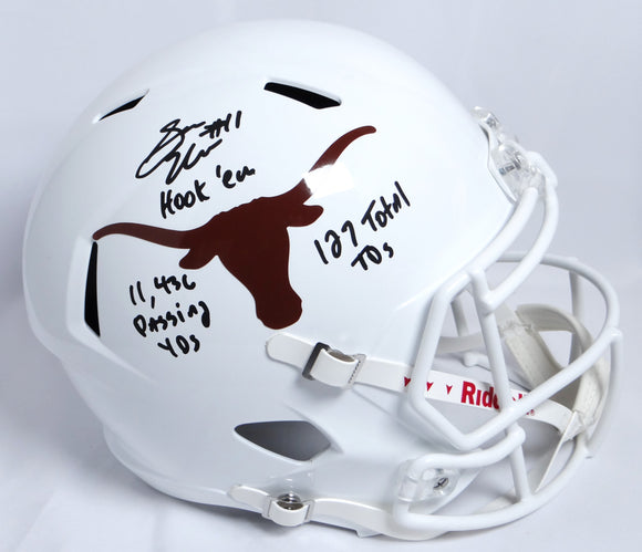 Sam Ehlinger Autographed Longhorns F/S Speed Helmet w/ 3 Inscriptions- JSA W *Black