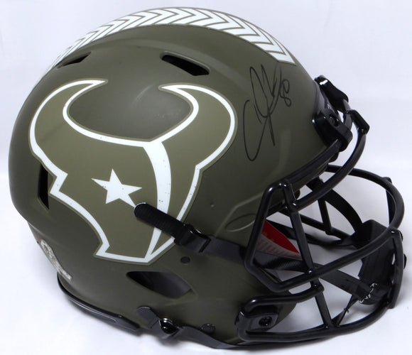 Andre Johnson Signed Texans F/S Salute to Service Speed Authentic Helmet-BAWHolo