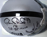 Allen, Biletnikoff, Plunkett Autographed Raiders Speed Mini Helmet w/ SB MVP - JSA *Black