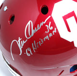 White, Owens, Sims Signed OU F/S Schutt Replica Helmet w/Insc - Beckett *Silver