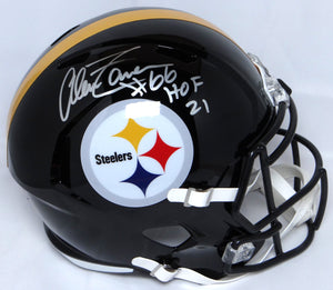 Alan Faneca Autographed Steelers F/S Speed Helmet w/ HOF - Beckett W Holo *Silver