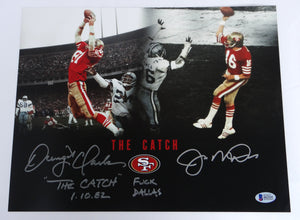 Joe Montana & Dwight Clark Autographed 49ers 11x14 Photo - Beckett