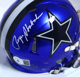 Roger Staubach Autographed Cowboys Flash Mini Helmet -Beckett W Holo * White