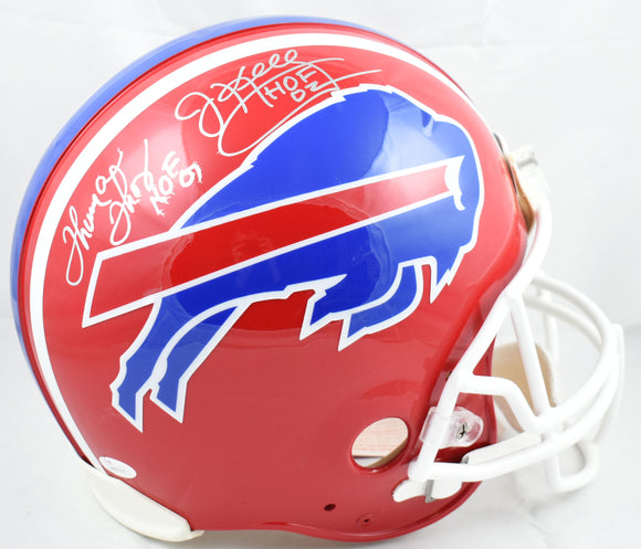 Jim Kelly Thurman Thomas Autographed Bills F/S Authentic Helmet HOF - JSA W *Slv