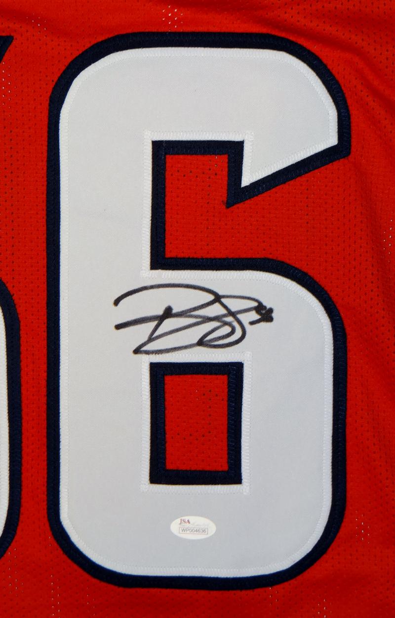 BRIAN CUSHING AUTOGRAPHED HOUSTON TEXANS RED JERSEY JSA