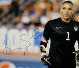 Hope Solo Autographed 16x20 Team USA Near Goal In Black Photo- JSA Authenticated