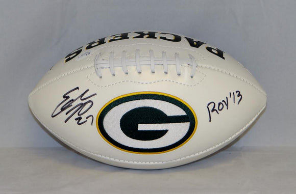 Eddie Lacy Autographed Green Bay Packers Logo Football W/ ROY and JSA Authenticated