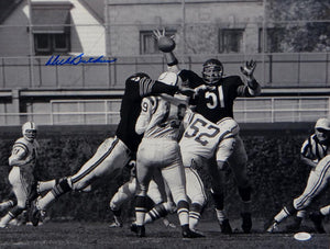 Dick Butkus Autographed Bears 16x20 B&W Against Colts Photo- JSA W Authenticated