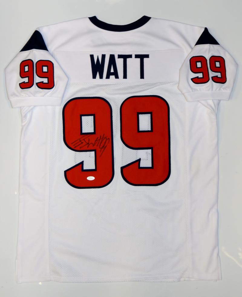 JJ Watt Autographed White Pro Style Jersey- JSA W Authenticated