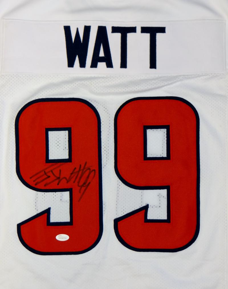 JJ Watt Autographed White Pro Style Jersey- JSA W Authenticated