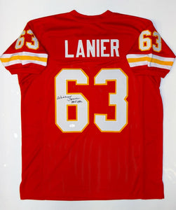 Willie Lanier Autographed Red Pro Style Jersey W/ HOF- JSA W Authenticated