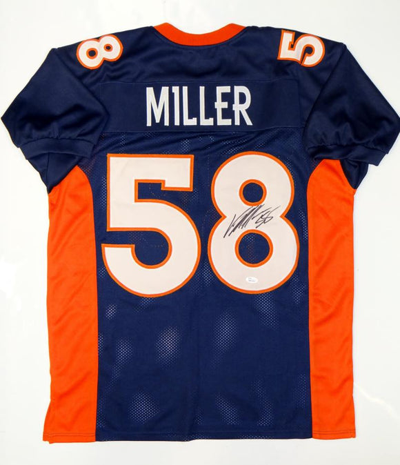 Von Miller Autographed Blue Pro Style Jersey- JSA Witnessed Auth *8