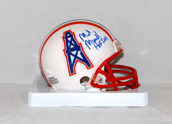 Mike Munchak Autographed Houston Oilers Mini Helmet W/HOF and JSA W Auth