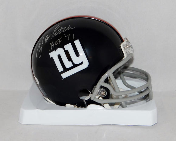 Y.A. Tittle Autographed *Silver New York Giants Mini Helmet With HOF- JSA W Auth Image 1