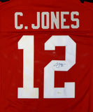 Cardale Jones Autographed Red College Style Jersey- JSA Authenticated