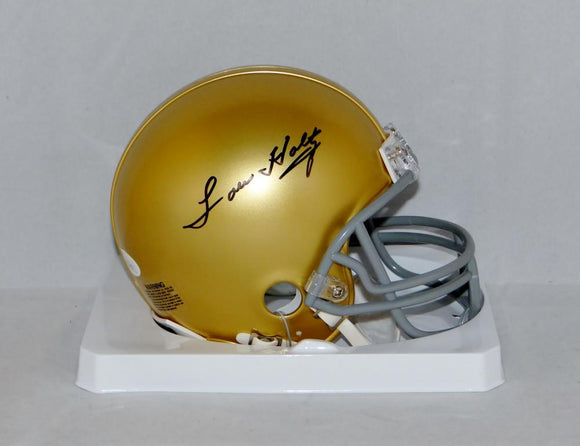 Lou Holtz Autographed Notre Dame Fighting Irish Mini Helmet- JSA Witnessed Auth Image 1