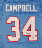 Earl Campbell Autographed Blue Pro Style Jersey With HOF- JSA W *Black