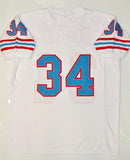 Earl Campbell Autographed White Pro Style Jersey With HOF- JSA W *Black