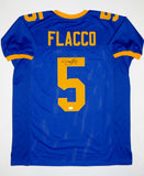 Joe Flacco Autographed Blue College Style Jersey- JSA Witnessed Authenticated