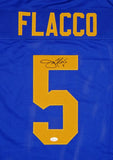Joe Flacco Autographed Blue College Style Jersey- JSA Witnessed Authenticated
