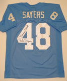 Gale Sayers Autographed Lt Blue College Style Jersey W/ Kansas Comet- JSA W Auth