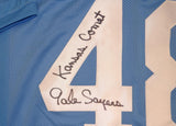 Gale Sayers Autographed Lt Blue College Style Jersey W/ Kansas Comet- JSA W Auth