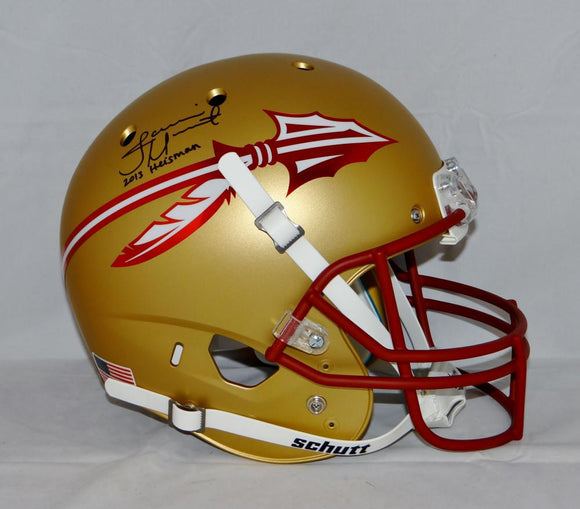 Jameis Winston Autographed *Blk Seminoles F/S Gold Helmet W/ Heisman- JSA W Auth
