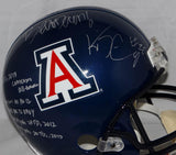 Ka'Deem Carey Autographed Arizona F/S Blue Riddell Helmet W/ Stats- JSA W Auth