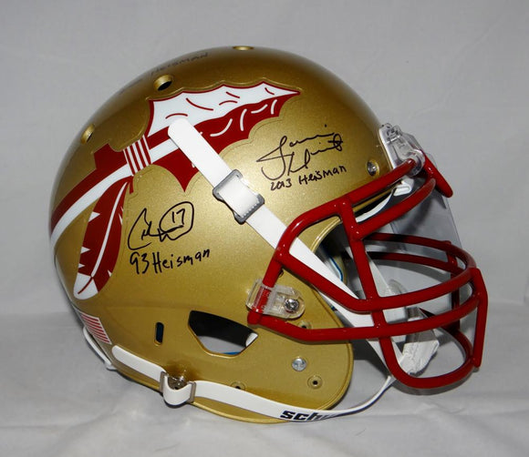 Weinke Ward Winston Heisman Signed Seminoles Gold F/S ProLine Helmet- JSA W Auth