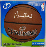 Jerry West Autographed In Silver NBA Spalding Basketball- JSA Witnessed Auth